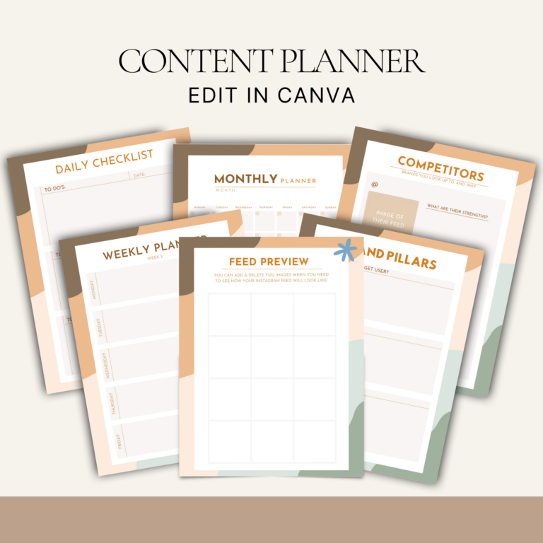 Social Media Branding Content Planner – Editable Canva Templates with PLR