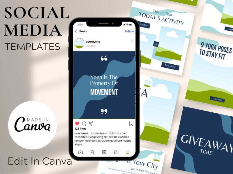Yoga Instagram Post Templates – Editable Canva Templates with PLR Rights