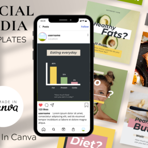 Fitness and Food Instagram Creator Templates – Editable Canva Templates with PLR Rights