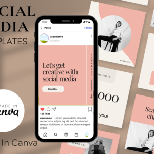Pink Social Media Templates – Editable Canva Templates with PLR Rights