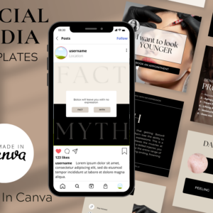 Botox and Fillers Instagram Bundle – 100 Editable Canva Templates with PLR Rights