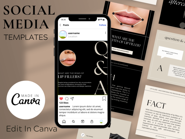 Botox and Fillers Instagram Posts Templates – Editable Canva Templates with PLR Rights