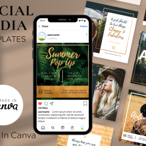 Golden Social Media Templates – Elegant and Customizable Canva Templates with PLR Rights
