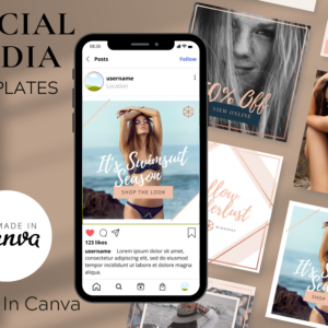 Rose Gold Social Media Templates – Elegant and Customizable Canva Templates with PLR Rights