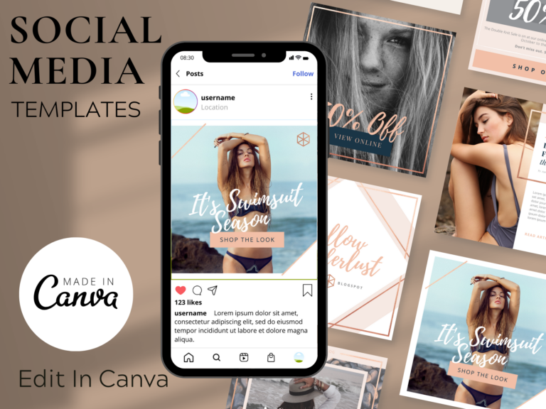Rose Gold Social Media Templates – Elegant and Customizable Canva Templates with PLR Rights