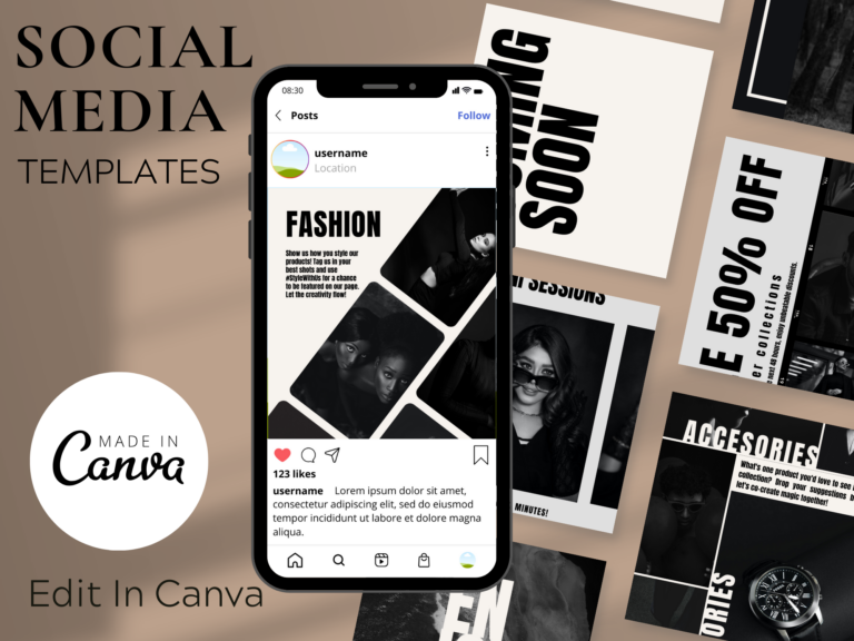 Black & Cream Retro Elegance Posts – Vintage-Inspired Social Media Templates with PLR Rights