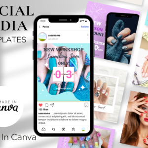 30 Nail Art Studio Social Media Posts – Pastel-Themed Editable Canva Templates with PLR Rights