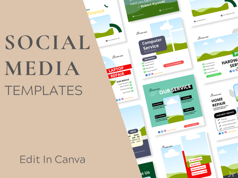 Service Social Media Feed Templates – Editable Canva Templates with PLR Rights
