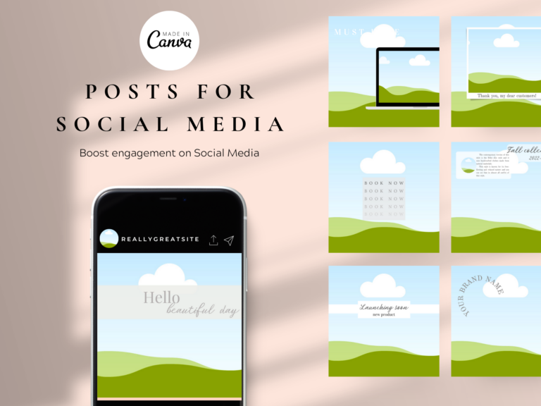 Gray White Black Instagram Post Templates – Editable Canva Templates with PLR