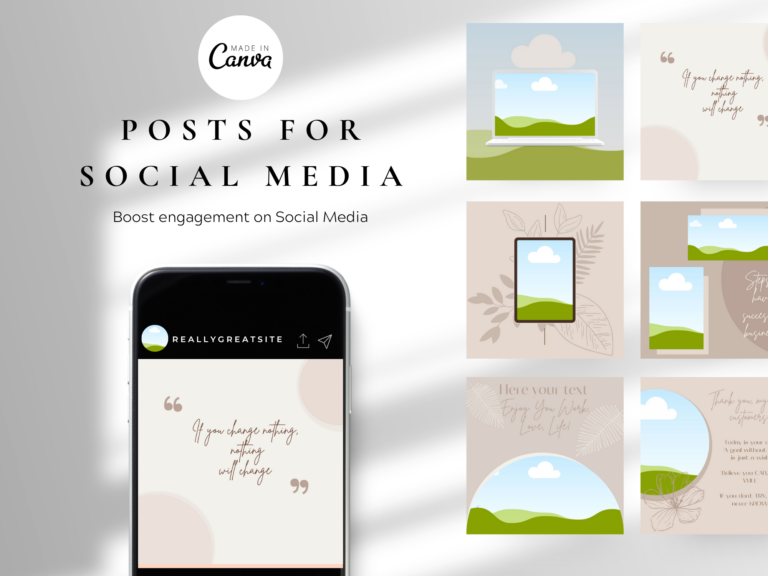 Aesthetic Instagram Brand Post Templates – Editable Canva Templates with PLR