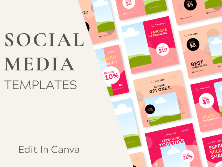Drink Social Media Feed Templates – Editable Canva Templates with PLR Rights