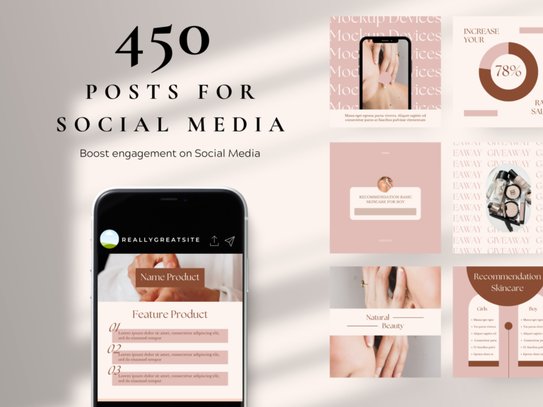 Beauty Social Media Templates – 450 Editable Canva Designs with PLR