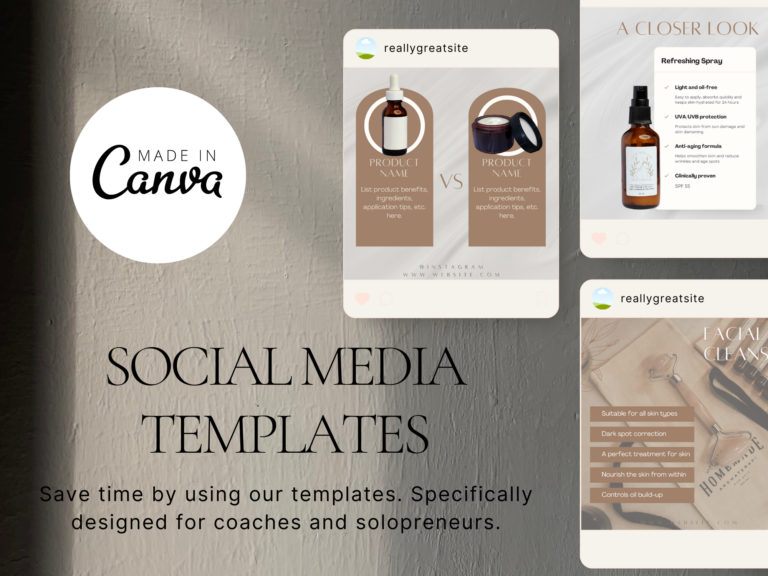 Instagram Esthetician Planner Templates – Editable Canva Templates with PLR