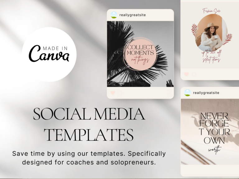Boho Style Fashion Instagram Templates – Editable Canva Templates with PLR