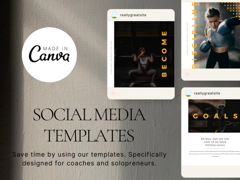 Workout Social Media Instagram Template – Editable Canva Templates with PLR