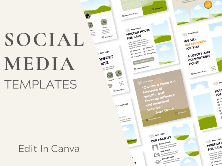 Real Estate Social Media Feed Templates – Editable Canva Templates with PLR Rights