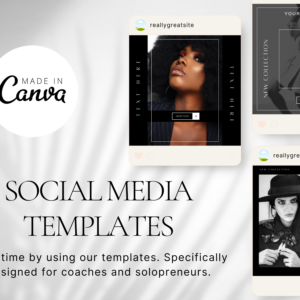Black & White Customizable Social Media Templates – Editable Canva Templates with PLR