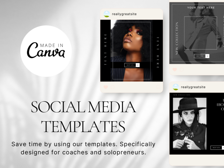 Black & White Customizable Social Media Templates – Editable Canva Templates with PLR