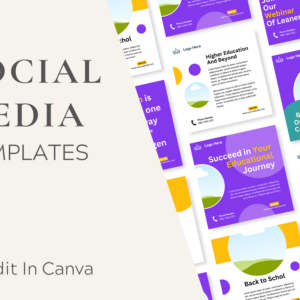 Education Social Media Feed Templates – Editable Canva Templates with PLR Rights