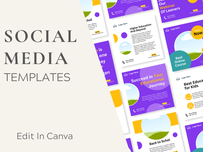 Education Social Media Feed Templates – Editable Canva Templates with PLR Rights