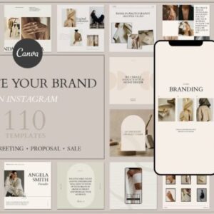Create Your Brand Social Media Pack – 110 Editable Canva Templates with PLR Rights