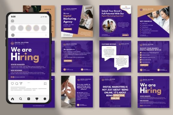 Digital Marketing Branding Social Media Templates – Editable Canva Templates with PLR