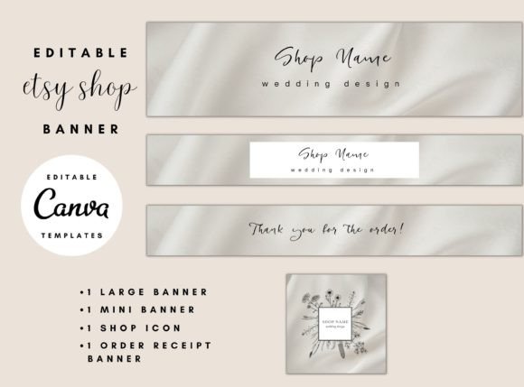 Elegant Etsy Shop Banner Templates with PLR – Editable Canva Designs for Professional Store Branding