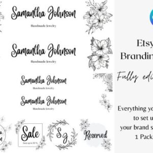 Black & White Etsy Banner Templates with PLR – Editable Canva Designs for Store Branding