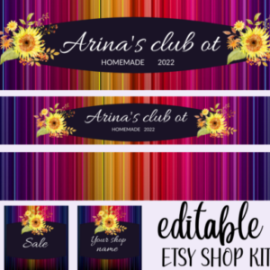 Etsy Banner Canva Templates with PLR – Full Shop Branding Kit for Customization