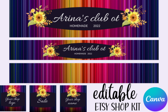 Etsy Banner Canva Templates with PLR – Full Shop Branding Kit for Customization
