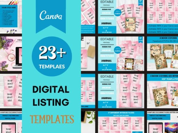Etsy Listing Seller Mockup Canva Templates with PLR – Editable Designs for Digital Product Listings