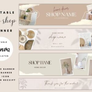 Home Décor Etsy Shop Banner Templates Canva Editable – PLR Customizable Designs for Etsy Branding