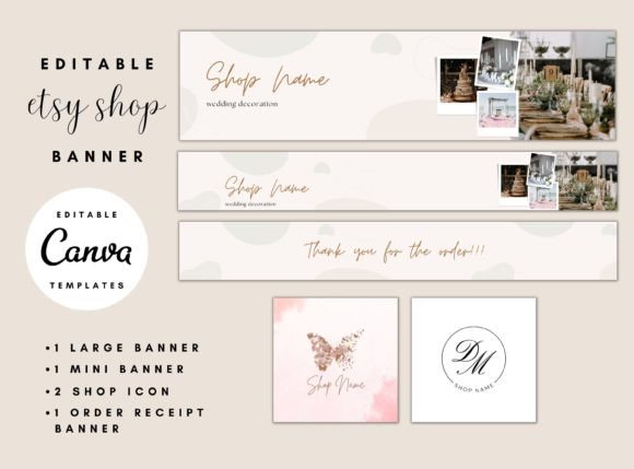 Wedding Etsy Shop Banner Templates with PLR – Editable Designs for Professional Store Branding