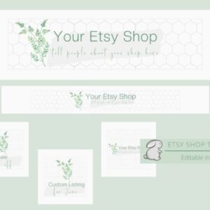 Green Etsy Shop Canva Templates with PLR – Editable Designs for Professional Store Branding