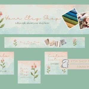 Floral Etsy Shop Canva Templates with PLR – Editable Designs for Elegant Store Branding
