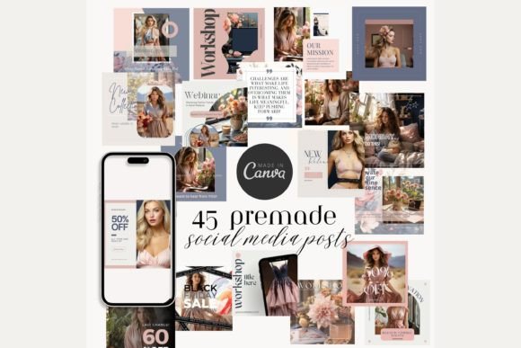Feminine Elegance Social Media Post Kit – Luxurious and Modern Canva Templates with PLR Rights