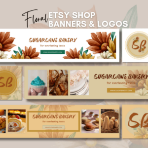Floral Etsy Shop Banner Templates with PLR – Editable Canva Designs for Store Branding