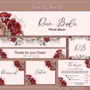 Floral Etsy Shop Brand Kit Canva Templates with PLR – Editable Designs for Elegant Store Branding