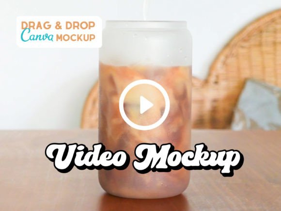 Frosted Can Glass Video Mockup with PLR – Customizable Canva Template for Libbey Glass Designs