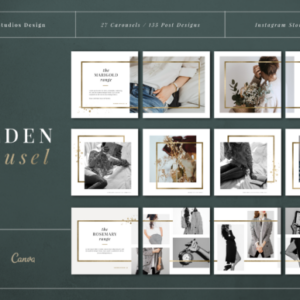 Golden Instagram Carousel Templates – Stylish and Elegant Canva Templates with PLR Rights