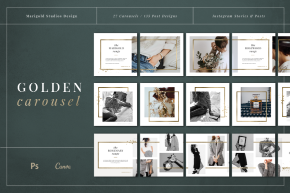 Golden Instagram Carousel Templates – Stylish and Elegant Canva Templates with PLR Rights