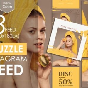 Instagram Puzzle Feed Template – Editable Canva Templates with PLR