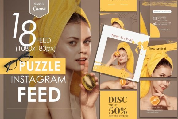 Instagram Puzzle Feed Template – Editable Canva Templates with PLR