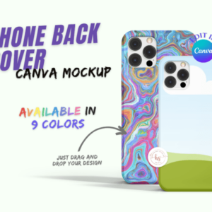 iPhone Pro Back Cover Mockup with PLR – Customizable Canva Templates for Case Designs