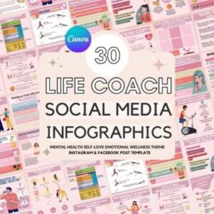 Life Coaches Social Media Post Templates – Editable Canva Templates with PLR