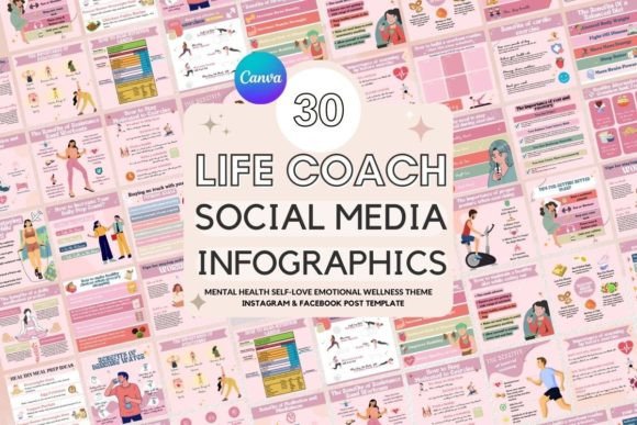 Life Coaches Social Media Post Templates – Editable Canva Templates with PLR