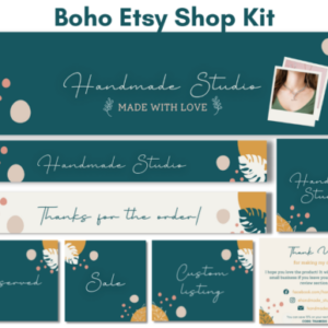 Minimalist Boho Etsy Shop Kit Canva Templates with PLR – Editable Designs for Professional Store Branding
