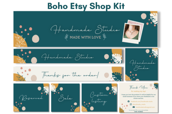 Minimalist Boho Etsy Shop Kit Canva Templates with PLR – Editable Designs for Professional Store Branding