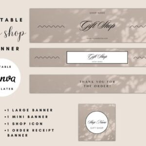 Minimalist Elegant Etsy Shop Kit Templates with PLR – Editable Canva Designs for Professional Branding