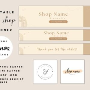 Minimalist Etsy Shop Banner Templates with PLR – Editable Canva Designs for Store Branding